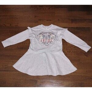 Kenzo Paris Elephant Sweatshirt Girls Size 5A Cotton Crew Neck Pullover Gray